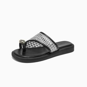 GEMEIQ Женские плетёные шлёпанцы на резиновой подошве серебристые, цвет Silver