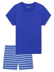 SCHIESSER Пижама 'Casual Essentials' в синем, светло-синем, темно-синем