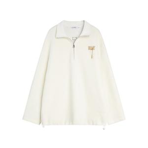 ELLE Свитшот женский Ecru с воротником стойкой