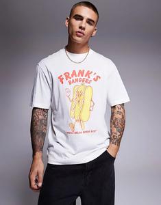 Футболка HUGO BLUE с принтом хот-дога белого цвета