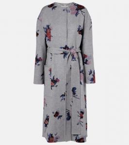 Цветочное шерстяное пальто Erdem, Painted Rose Grey Melange
