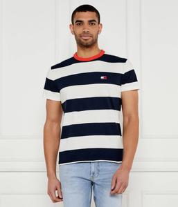 Футболка мужская Tommy Jeans с полоску с контрастным воротником, синий/белый