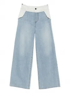 Джинсы из хлопка со вставками SACAI, синий