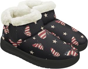 Женские зимние ботинки выше щиколотки, мягкие, на слипоны, с утепленной подошвой, теплые зимние ботинки для женщин Qoiuvncy, Us Flag Butterfly