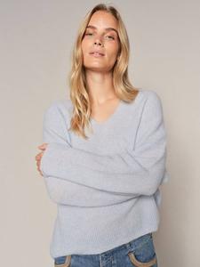 Джемпер из смесовой шерсти с v-образным вырезом thora MOS MOSH, цвет Skyway