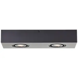 Блестящая потолочная лампа Doro GU10 1 шт. Теплый белый 9 x 40 x 15 см, 2x GU10, 345 лм, теплый белый, поворотная, металл, черная Brilliant, Sand/schwarz