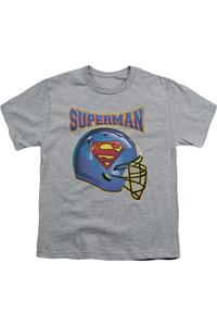 Футболка с коротким рукавом и принтом шлема Супермена для детей Gildan, Athletic Heather