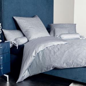 Сатиновое постельное белье Janine Mako Messina 43029-02 мел синий, ВЫБОР РАЗМЕРА: 200х200 см + 2х 80х80 см Original Janine