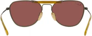 Солнцезащитные очки Ray-Ban Unisex Rb8064 Titanium Aviator, Demi Gloss Antique Gold/Wine Polarized