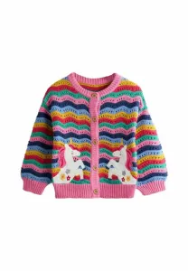 Кардиган прямого кроя с аппликацией в виде единорога Jojo Maman Bébé, Bright Pink