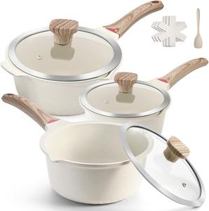 Набор кастрюль VINCHEF с крышкой, 10 предметов, белый