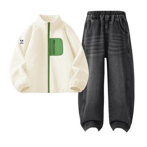 Детская повседневная спортивная одежда Disney, Didi Zhong Round Hook-And-Loop K Light Milk White+Solid Color Black