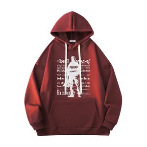 Толстовка Unisex Hooded Thickened Heavyweight HUANQIU, burgundy fleece-lined