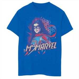 Красно-синяя футболка с портретом Marvel Ms Marvel для мальчиков 8–20 лет Licensed Character
