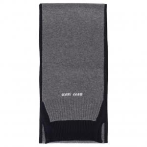 MIU MIU Кашемировый вязаный шарф мужской черный, Black