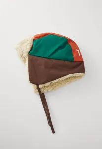 Шапка-Бини унисекс drop с цветовыми блоками chapka Tinycottons, Light Rust/Dark Brown