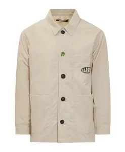 Бежевая куртка с принтом и логотипом. Barrow, бежевый