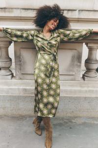 Платье миди из атласа цвета жасмин Boden, зеленый