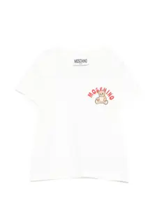Футболка с изображением медвежонка Moschino Kids, белый