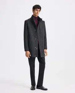 Мужское пальто из диагональной ткани Easy Wear, серо-зеленый