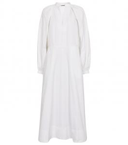 Платье миди из хлопкового поплина Jil Sander, белый