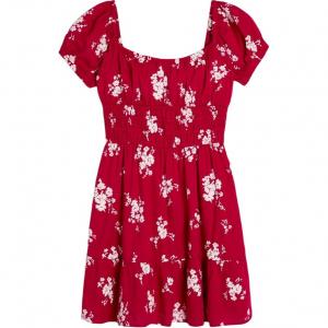 Hollister Красное женское платье с короткими рукавами