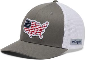 Женская бейсболка Columbia PFG Stateside Mesh с высокой тульей, Titanium/Usa Patch