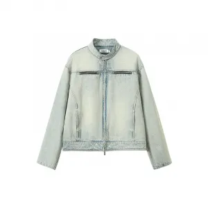 KREATE Стираная джинсовая куртка унисекс желтая грязевая, Yellow Mud Denim[Racing Edition]