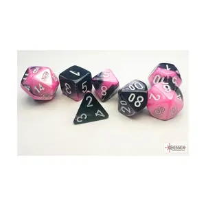 Набор Mini Poly — Близнецы черно-розовый с белым (7), Dice - Miniature 10mm & 5mm (Chessex)