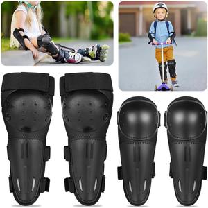 4 наколенника и налокотники, регулируемый комплект защитной экипировки для мотоцикла, защита коленей и голеней для детей и подростков, защитная экипировка для езды на велосипеде, мотокроссе, скейтборде, лыжах Yeeplant, black, blue