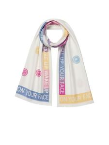 Шарф с рисунком Смайлик-звезда белого цвета Faera
