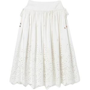 Хлопковая вышитая миди-юбка Self portrait Self-portrait, белый
