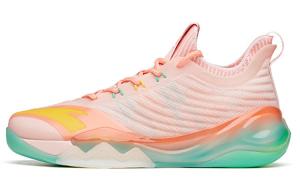 Баскетбольные кроссовки KT6 мужские с низким верхом розовые/зеленые Anta