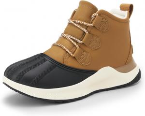 Женские зимние ботинки DREAM PAIRS до щиколотки, водонепроницаемые, на шнуровке, с противоскользящей подошвой, теплые снежные ботинки, модные кроссовки, Tan