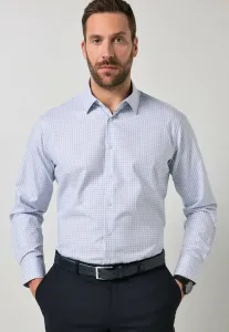 Деловая клетчатая рубашка с длинными рукавами и воротником «кент» удобного кроя. Jp1880, Grey Blue