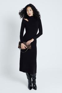 Платье миди с длинными рукавами и высоким воротом River Island, черный