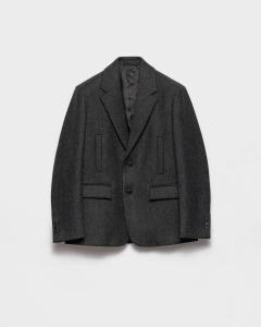 Однобортный шерстяной пиджак Prada, грифельно-серый