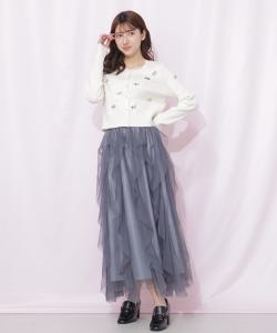 Юбка из тюля с вертикальными оборками Jill By Jill Stuart, цвет Gray