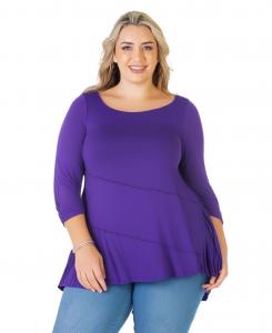 Туника свободного кроя с присборенными рукавами больших размеров 24seven Comfort Apparel, Purple