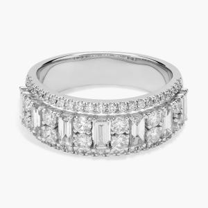 Модное кольцо с тремя рядами изумрудов из 14-каратного белого золота (1 3/8 карата) Blue Nile