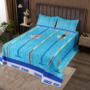 Erosebridal Комплект постельного белья Blue Swimming Pool, современный спортивный дизайн, легкий материал, Color 35