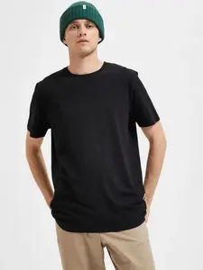 ФУТБОЛКА SELECTED HOMME "SLHASPEN SS O-NECK TEE NOOS", черный