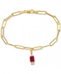 Браслет с одним подвесным звеном из искусственно выращенного рубина (1,3 карата) и искусственно выращенного белого сапфира (1,6 карата) в позолоченном серебре Macy's, Ruby