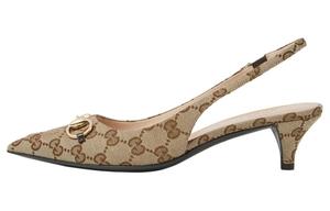 GUCCI Туфли на высоком каблуке Double G 24 из весенне-летней коллекции, конический каблук, высота 4,5 см, женские, коричневые