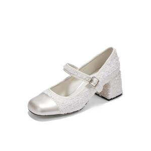 ELLE Туфли Мэри Джейн женские цвета экрю/черный