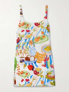 Мини-Платье из льна с принтом Farm Rio, мультиколор