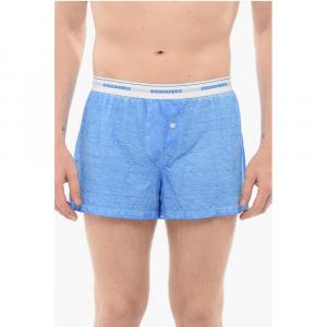 Боксеры из льняной смеси с логотипом на поясе Dsquared2, синий