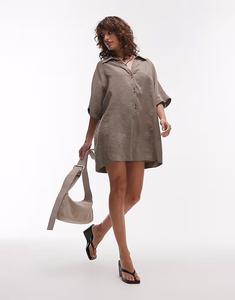 Мягкий на ощупь комбинезон Cupro Topshop в серо-коричневом цвете