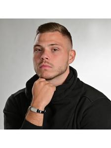 Adeliás Мужской кожаный браслет, 21 см, черный