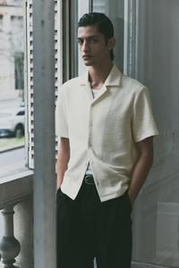 Повседневная рубашка со структурой, стандартного кроя H&M, белый